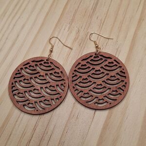 Round Brown Wooden Earrings